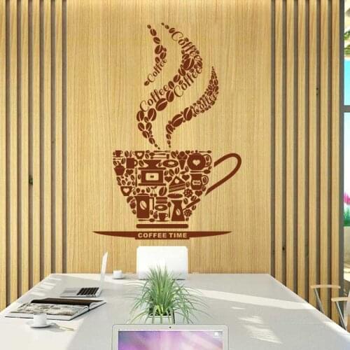 Coffee Shop Sticker Decal Cafe Cup Vinyl Art Wall Decals Decor Decoration Break Coffee Glass Decals CAFE1023