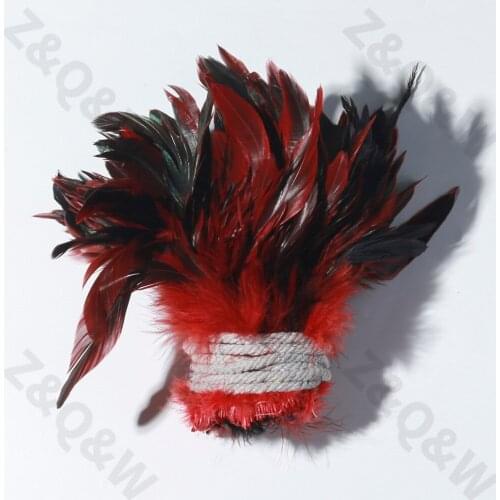 Natural 6-8 inch rooster feather dyed red DIY craft jewelry accessories show costume skirt side head buckle decoration