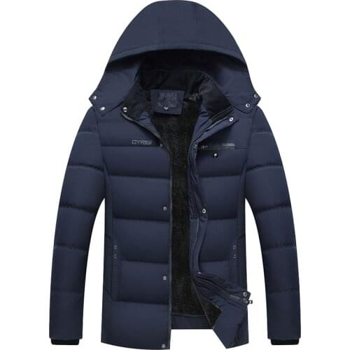 New Mens Winter Thick Fleece Down Jacket Cotton Coats Men Fashion Cotton-padded Jackets Male Autumn Causal Outwear Down Parkas