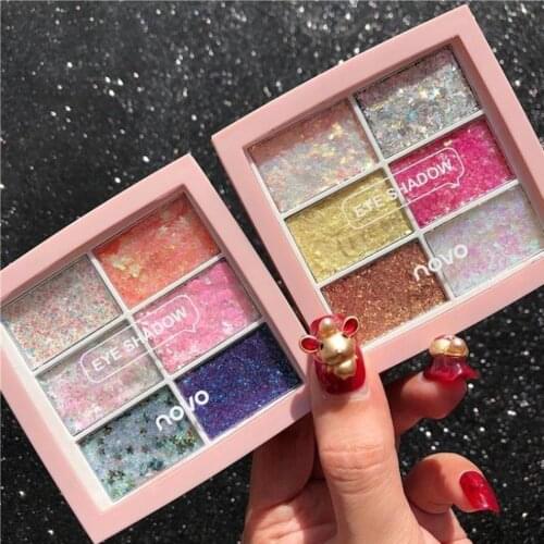 NOVO5311 Colorful Candy yan ying pan Shiny Sheet Glitter Pearlescent Eyeshadow No Makeup xue sheng kuan Glitter eyeshadow