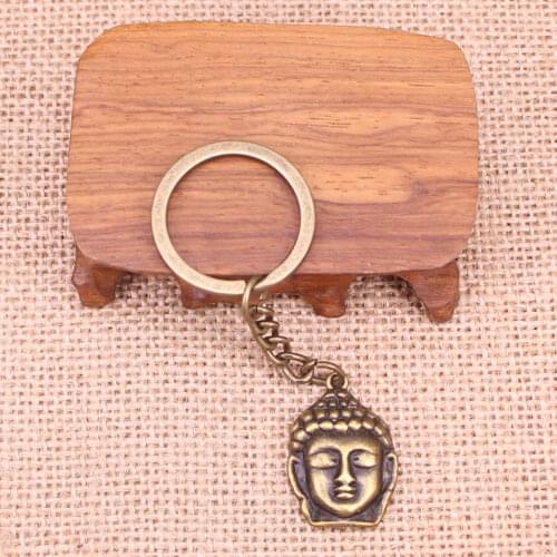 New Fashion Keychain 28x20mm buddha Pendants DIY Men Jewelry Car Key Chain Ring Holder Souvenir For Gift