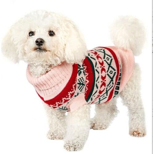 Pet Clothes Dog Sweater Costume For Small Dogs Christmas Cute Cartoon Elk Snowflake Dogs Coat Halloween Warm Pet Knitted Coat