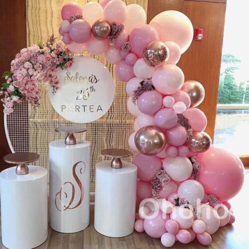 Ohoho Pastel Balloons Garland Arch Kit Macaron Pink Peach 25th Birthday Party Wedding Baby Shower Anniversary Decor