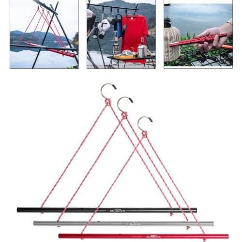 Aluminum Alloy Camping Travel Portable Clothes Hanger Adjustable Space Saver