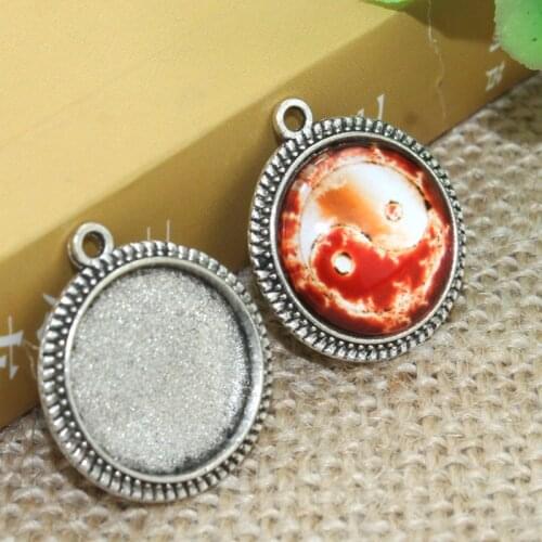 20pcs/lot 16mm Inner Size Zinc alloy Simple Necklace Pendant Cameo Cabochon Base Base Tray Bezel Blank F-020105