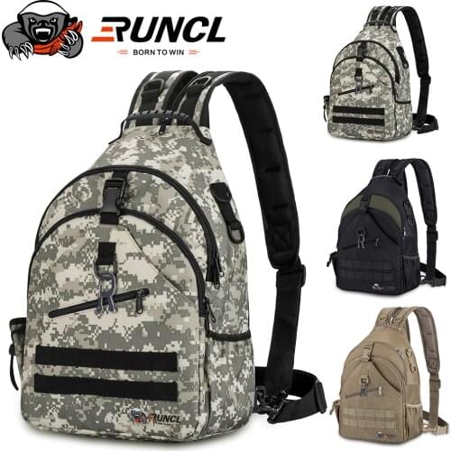 RUNCL 2 in 1 Fishing Gear/Sling Shoulder Bags 840D 900D Nylon Waterproof Rucksacks backpack Camping Hiking Trekking Fishing