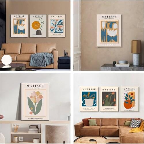 Modern simple Nordic Matisse abstract geometric flower art poster Morandice living room decoration painting canvas picture core