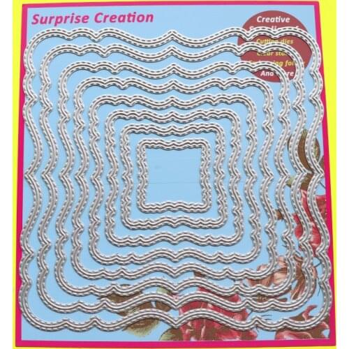 Cutting Dies 6x6" Fancy Edge Square Scrapbook Cardmaking DIY Paper Craft Surprise Creation Metal Stencil