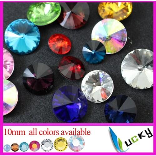 Top quality 200pcs 10mm Super shiny Crystal Rivolis Round shape Fancy stones point back rhinestones jewelry strass beads