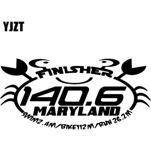 YJZT 18.6CM*8.7CM Ironman Maryland 140.6 Triathlon Finisher Bumper Pattern Vinyl Decal Decorate Car Sticker Black/Silve C31-0487