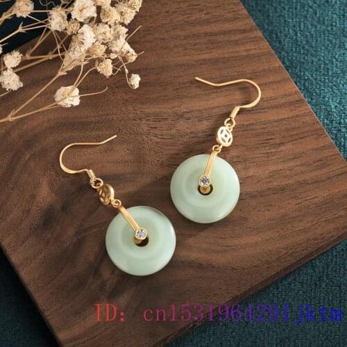 Green Jade Doughnut Earrings Fashion Chalcedony Natural Zircon Gemstone 925 Silver Crystal Jewelry Charm Women Agate Amulet