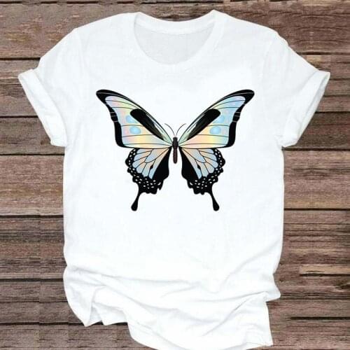 Women Short Sleeve Butterfly Elegant 90s Fashion 2021 90s Graphic Clothes Tshirt Top Lady Print T Female Tee T-Shirt