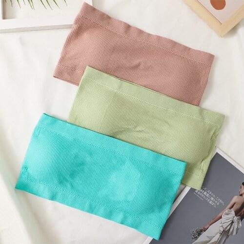 Bandeau Women Underwear Strapless Bra Tube Top Seamless Invisible Bra Crop Top Ribbed Bustier Womens Underwear Streetwear Top