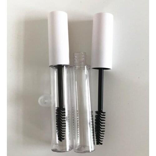 100pcs 10ML Empty Clear Plastic Mascara Tube with White Lid Cosmetic Makeup Eyelashes Cream Refillable Bottle#31657