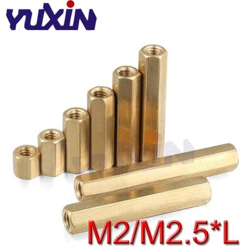 200Pcs 2mm/2.5mm Hex Brass Screw Female To Female M2/M2.5*L(3/4/5/6/7/8/9/10-25mm) Hexagonal Brass PCB Standoffs Spacers Screw