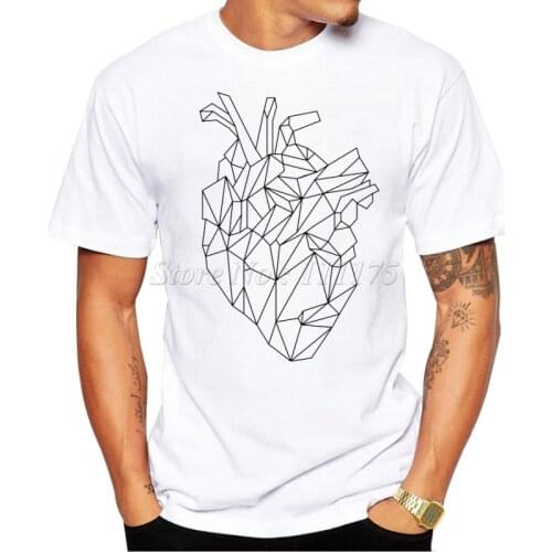 2019 Mens Summer Hipster polygonal heart Design T Shirt Popular Customized Printed Tops Fashion Tees