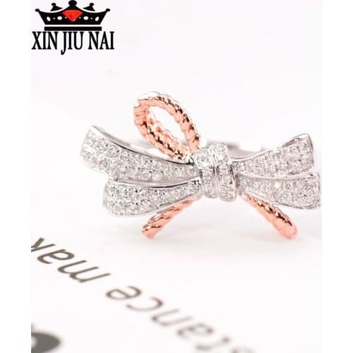 2020 new online celebrities with the same red and white sweet cute bow color separation personality wild female models ring