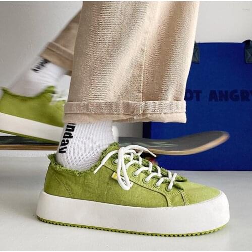 2021 New Board Shoes Men Thick-soled Big Head Casual Sports Shoes Students Harajuku Ulzzang Men Canvas Shoes Tide