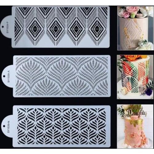 3D DIY Hollow Sugar Sieve Mold Fondant Printing Mold Bohemian Style Plastic Wedding Cake Edge Decoration Template Baking Tools
