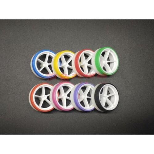 4Pcs Trim Tires+ Wheels Two Colors Tyre Five Claw Large Diameter White Wheel for TAMIYA MINI 4WD Car