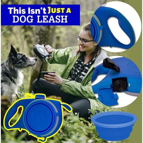 5-in-1 Water Bottle Bowl Waste Bag Dog Leash