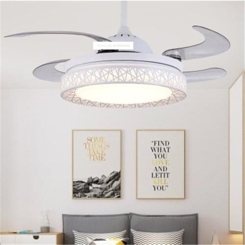9024 42inch Modern Simple Birds Nest LED Invisible Ceiling Fan Light Chinese Retro Electric Pendant Fan With Led 110/220V