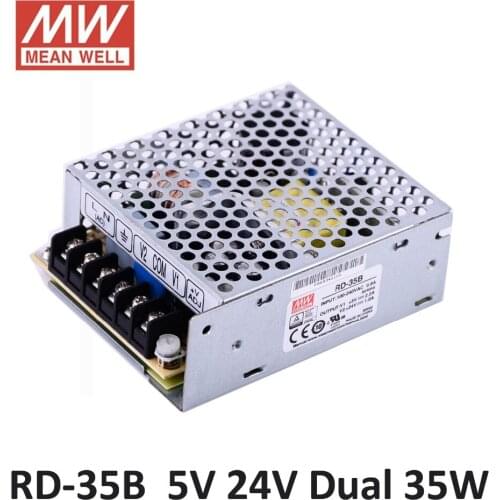 Original Mean well RD-35B 35W 5V 2.2A 24V 1A Dual output Meanwell Power Supply 85-264VAC input 5V 24V Power supply adjustable