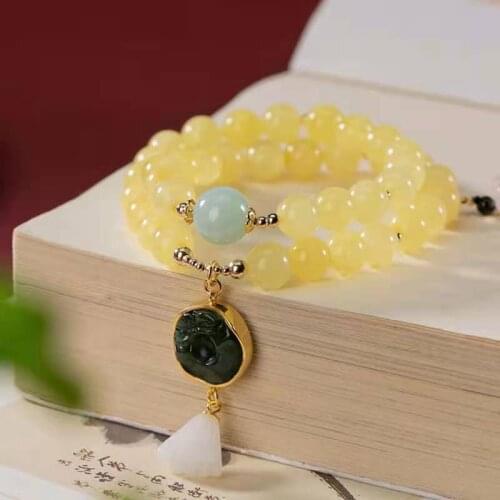 Natural amber bracelet handmade 8.5mm bracelets for women bangles with 925 bracelets for women bangles jade bangle bracelet