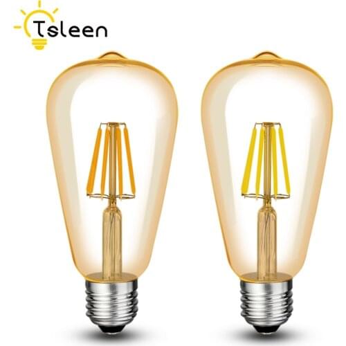 Cheap E27 Vintage Led Lamp Retro LED Filament Lights Bulb Golden Glass Edison Lamp COB Lighting 220V 8W 12W 16W