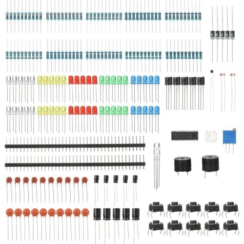 Electronics Components Basic Starter Kit for Arduino UNO MEGA2560 with LED Potentiometer Buzzer Capacitor Resistor Component Kit