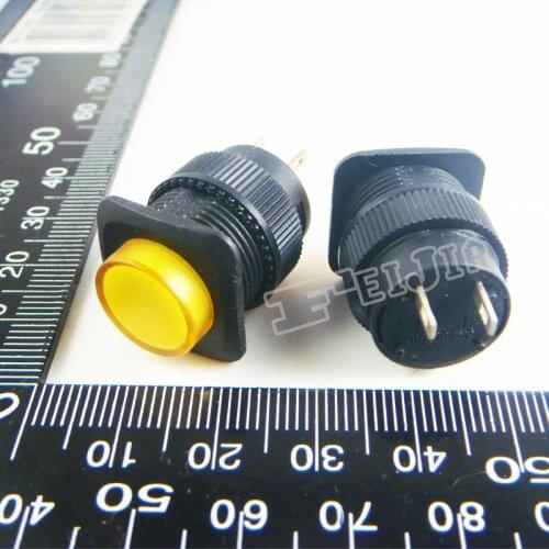 R16-504B Button color Yellow 1A/250V 2Pin Non Self-locking Push Button Switch (Self reset switch)100Pcs/lot