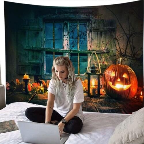 Halloween Tapestry Wall Hanging Home Decor Background Wall Creative Pumpkin Tapestry Decorative 73*95 Polyester Tapestry Curtain