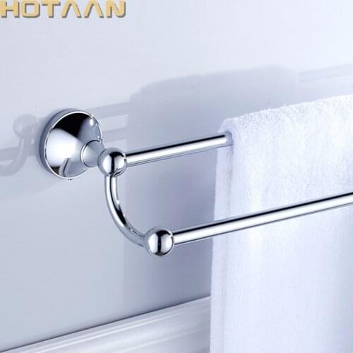 Chrome Bathroom Towel Holder,Wall Mounted Double Towel Bar, Towel rack,Solid Brass Towel Rail 30/40/45/50/60cm YT-13598-C