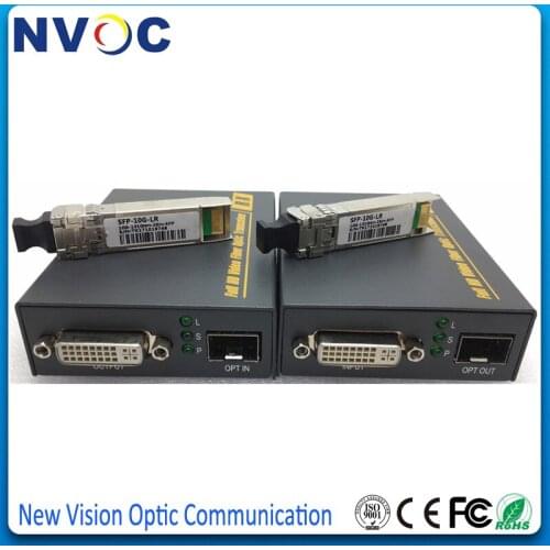 Signal DVI-D Fiber Optic Extender Over 3D,EDID,1920*1200@60Hz Fiber Optic Transmitter and Receiver with 10G SM DX 2KM LC SFP