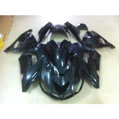Customize Fairing kits for Kawasaki Injection mold ZX14R 2006 2007 2008-2011 all glossy black ZX 14R 06-11 fairings set FT18