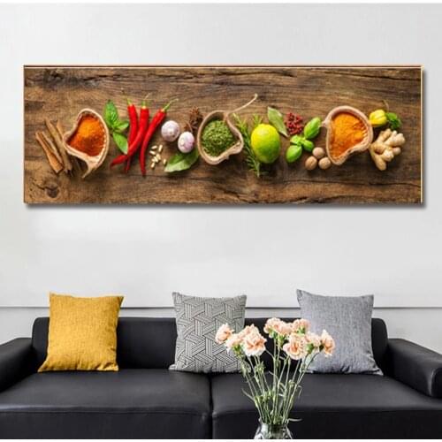 Grains Spices Spoon Peppers Canvas Painting Cuadros Scandinavian Posters And Prints Wall Art Food Picture For Kitchen Room Decor