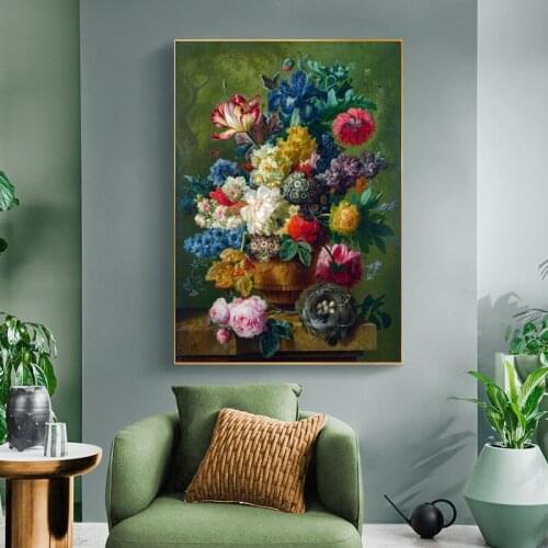 Classic Flower Oil Painting on Canvas Art Cuadros Wall Decor Posters and Prints Nordic Wall Art Picture for Living Room