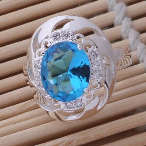 925 Sterling Silver Ring Fashion Jewerly Ring Women&Men Honorable/blue stone /egmamxta fwiaonpa AR415