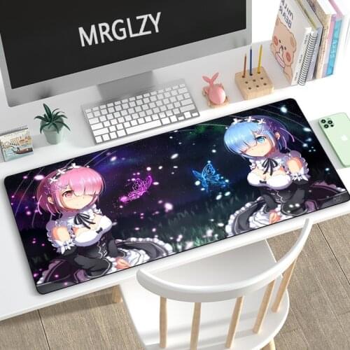 MRGLZY Re Zero Mouse Pad Gamer Anime Sexy Cute Girl Rem Large DeskMat Placemat Computer Gaming Peripheral Accessories MousePad