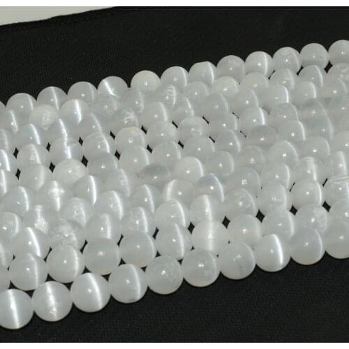 Natural Selenite Loose Round Beads 6mm,8mm, 10mm - Without Glue Injected - Surface is not Smooth and not Perfect Round