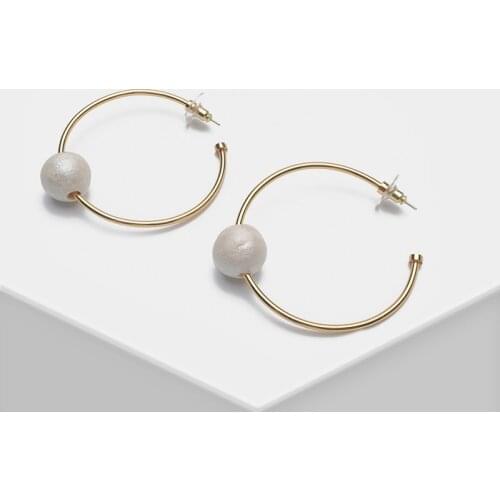 Round design fashion simple pearl drop earrings