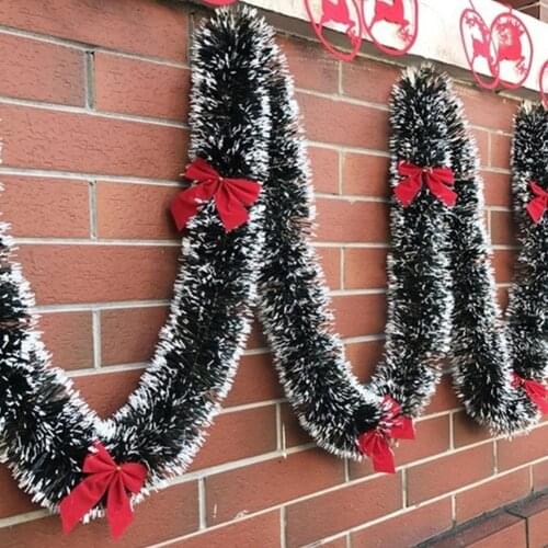 2M Christmas Decoration Bar Tops Ribbon Garland Christmas Tree Ornaments White Dark Green Cane Tinsel Xmas Party Supplies