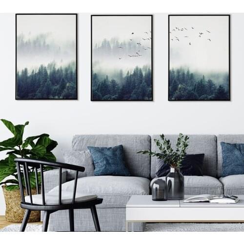 Forest Nordic Poster Landscape Canvas Painting Mountain Wall Art Pictures For Living Room Modern Decorative Prints On The Wall