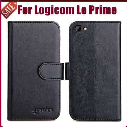 Hot! Logicom Le Prime Case 5.45" High Quality 6 Colors Flip Soft Leather Phone Wallet Cover For Logicom Le Prime Case