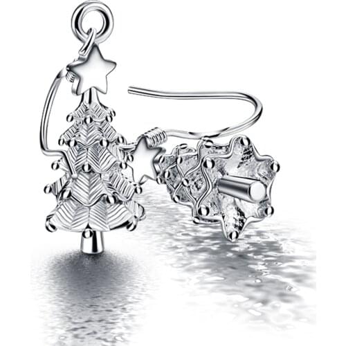 Fashion 925 sterling silver earrings for women christmas tree earrings cute female popular jewelry gift