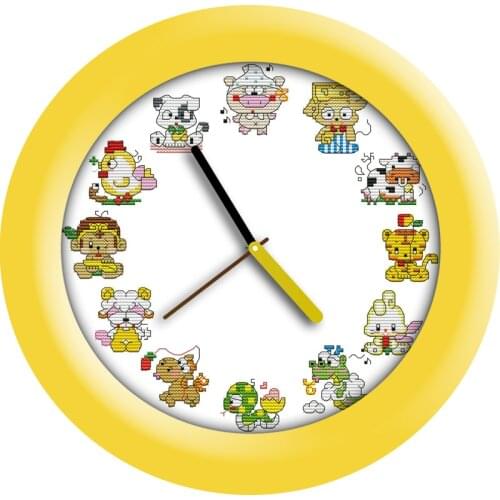 The 12 Chinese zodiac(clock face)cross stitch kit 14ct 11ct count print canvas wall stitching embroidery DIY handmade needlework