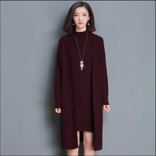 New 2020 Women Sweater Knitted Dress Loose Female Cardigan Black Set Autumn Winter Casual Slim Womens Sweaters WXF595 's s