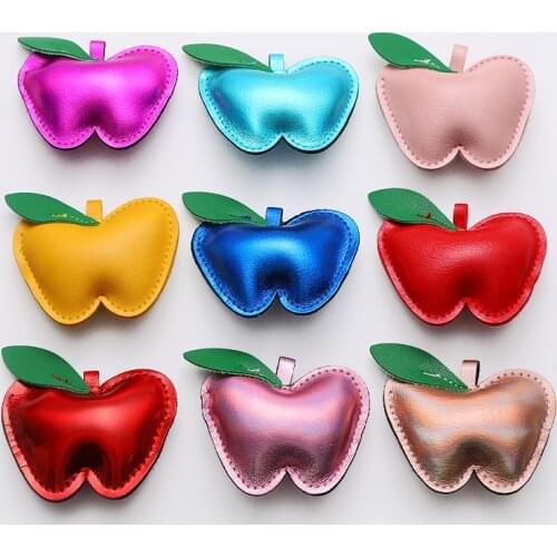 6Pcs/Lot 7cm Mixed Color PU Pendants Apple For Cellphone Charms/Keychain Making Bag Charms Diy Accessories
