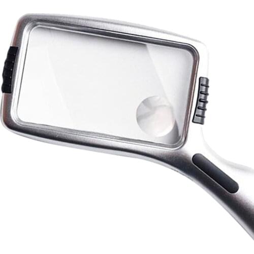 Rectangular Hand Held Lighted Magnifying Glass 3X/10X Anti- for Repair