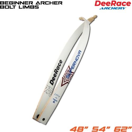 Recurve Bow Bolt Limbs Wood Fiber Glass for Beginner Archer Training White 48" 54" 62" 15lbs-36lbs